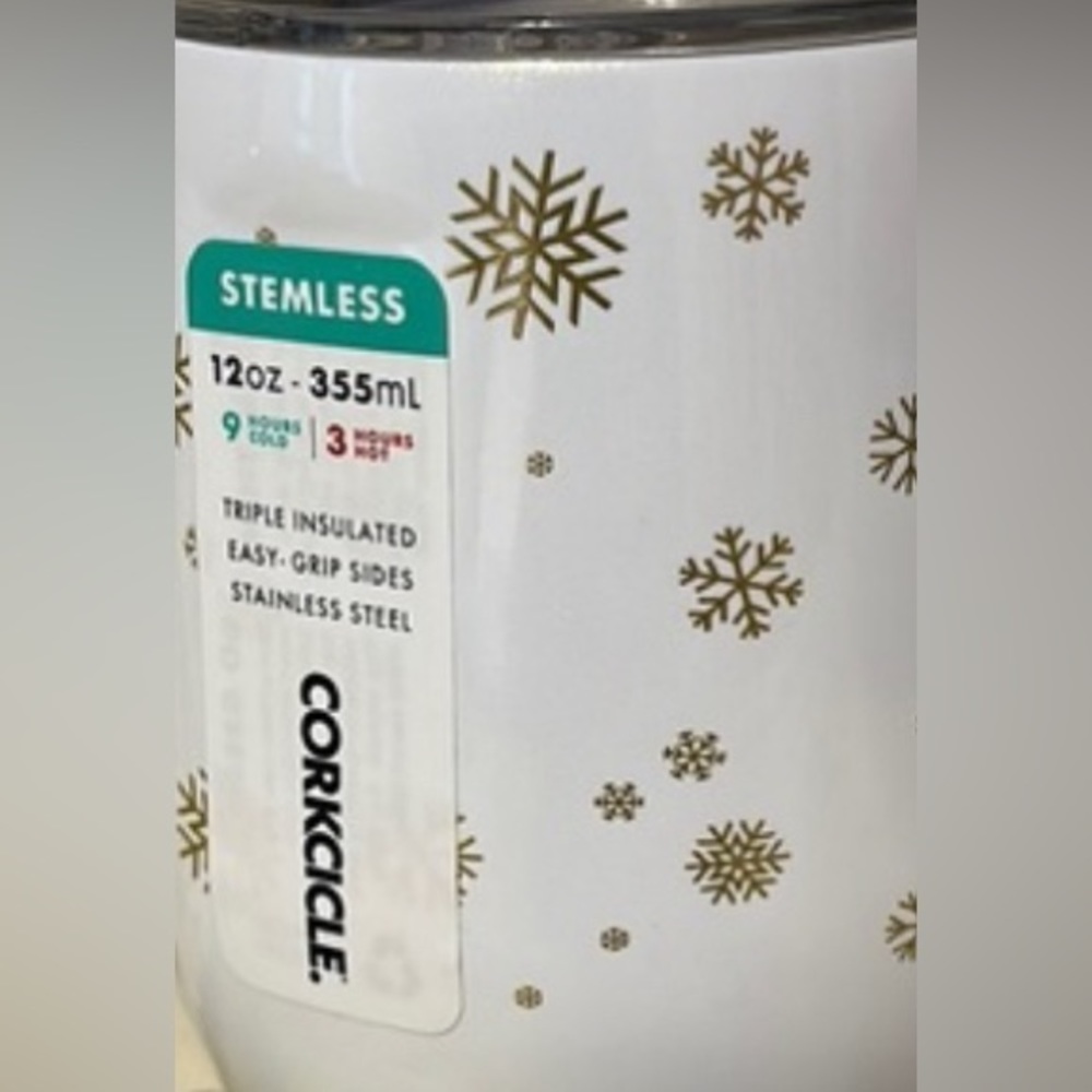 Corkcicle Stemless Snowfall White 12 oz Tumbler NWT - Picture 4 of 6